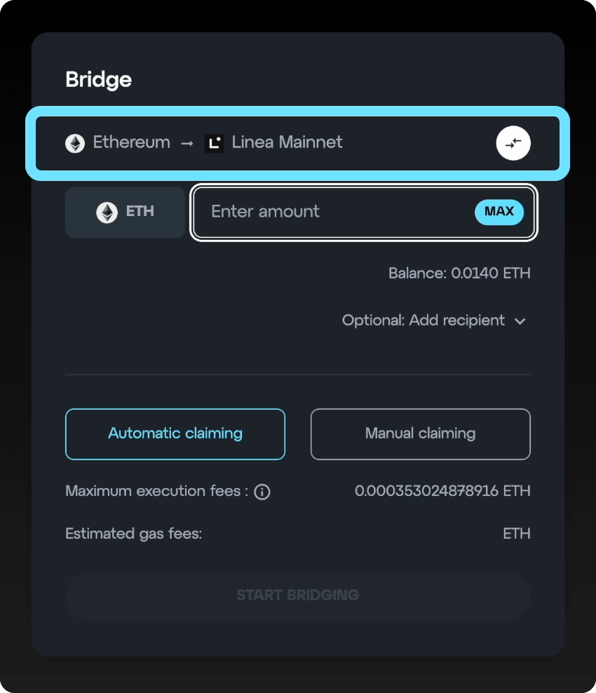 Linea Bridge select tokens