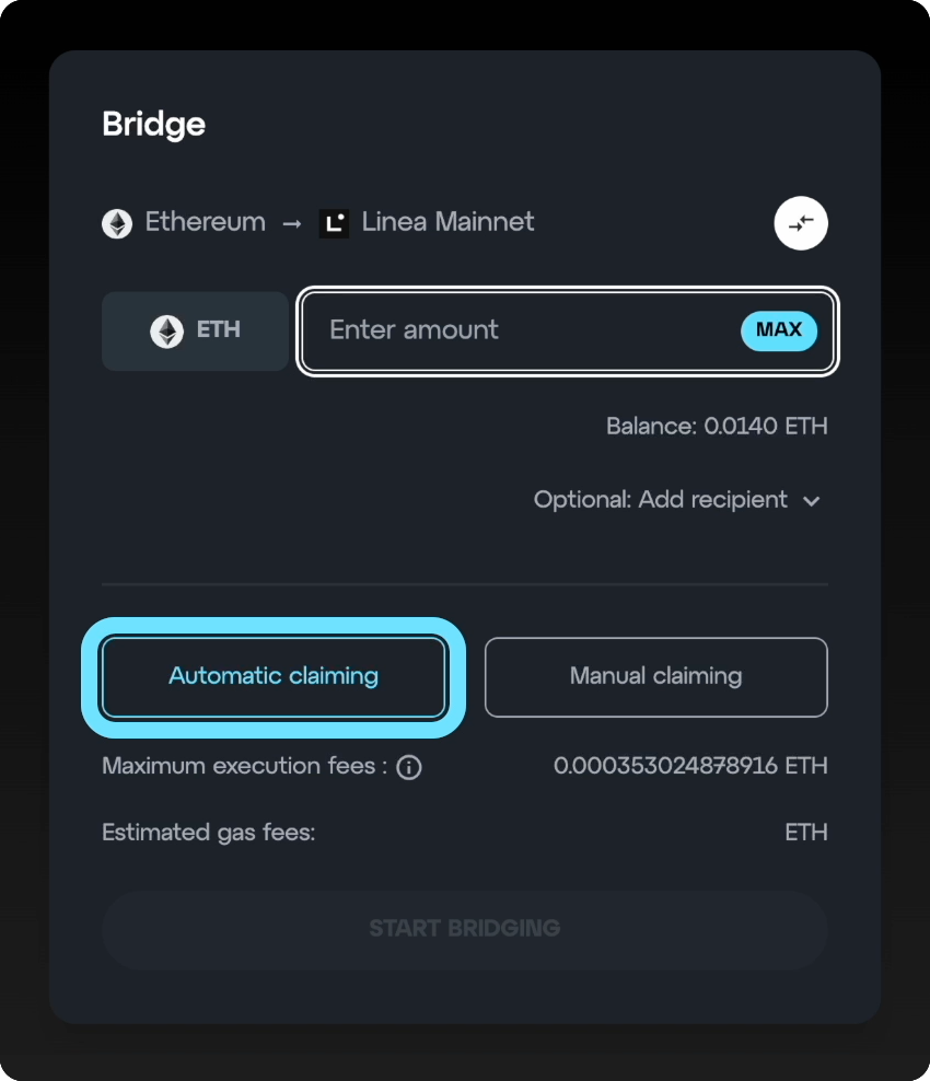 Linea Bridge select claiming method