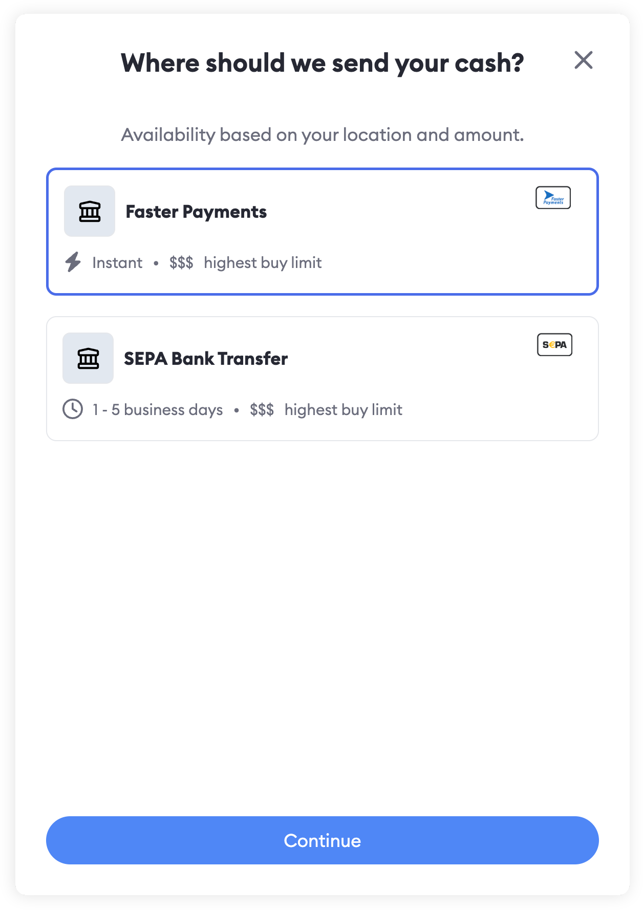 MetaMask Portfolio select payment method
