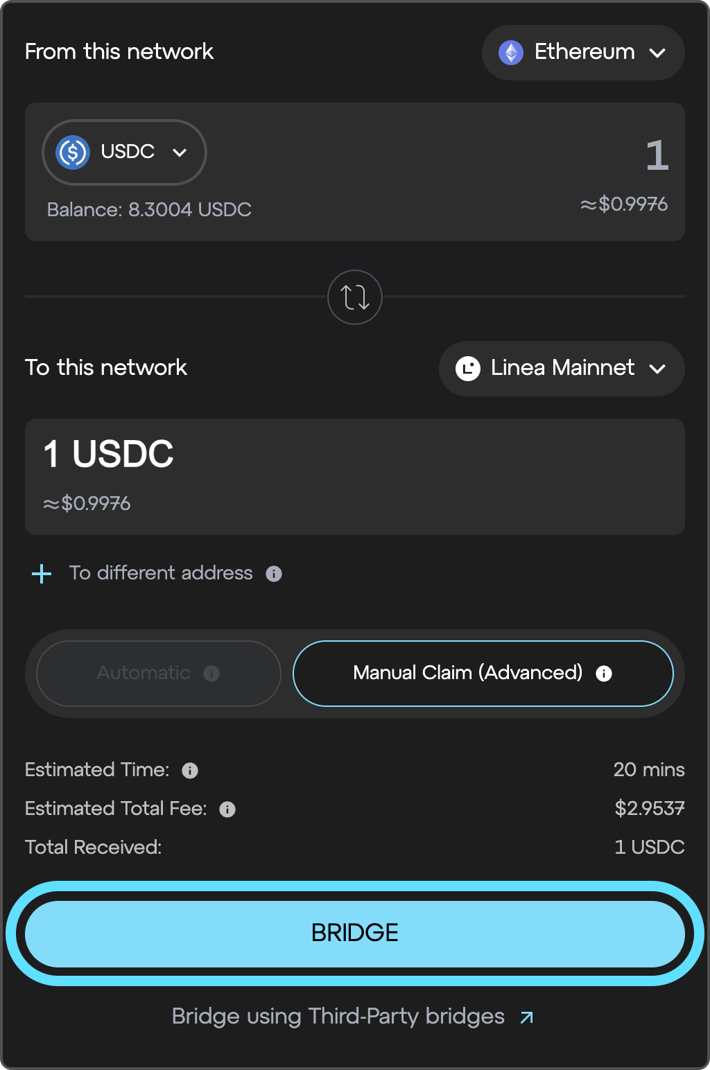 Linea Bridge ERC20 token