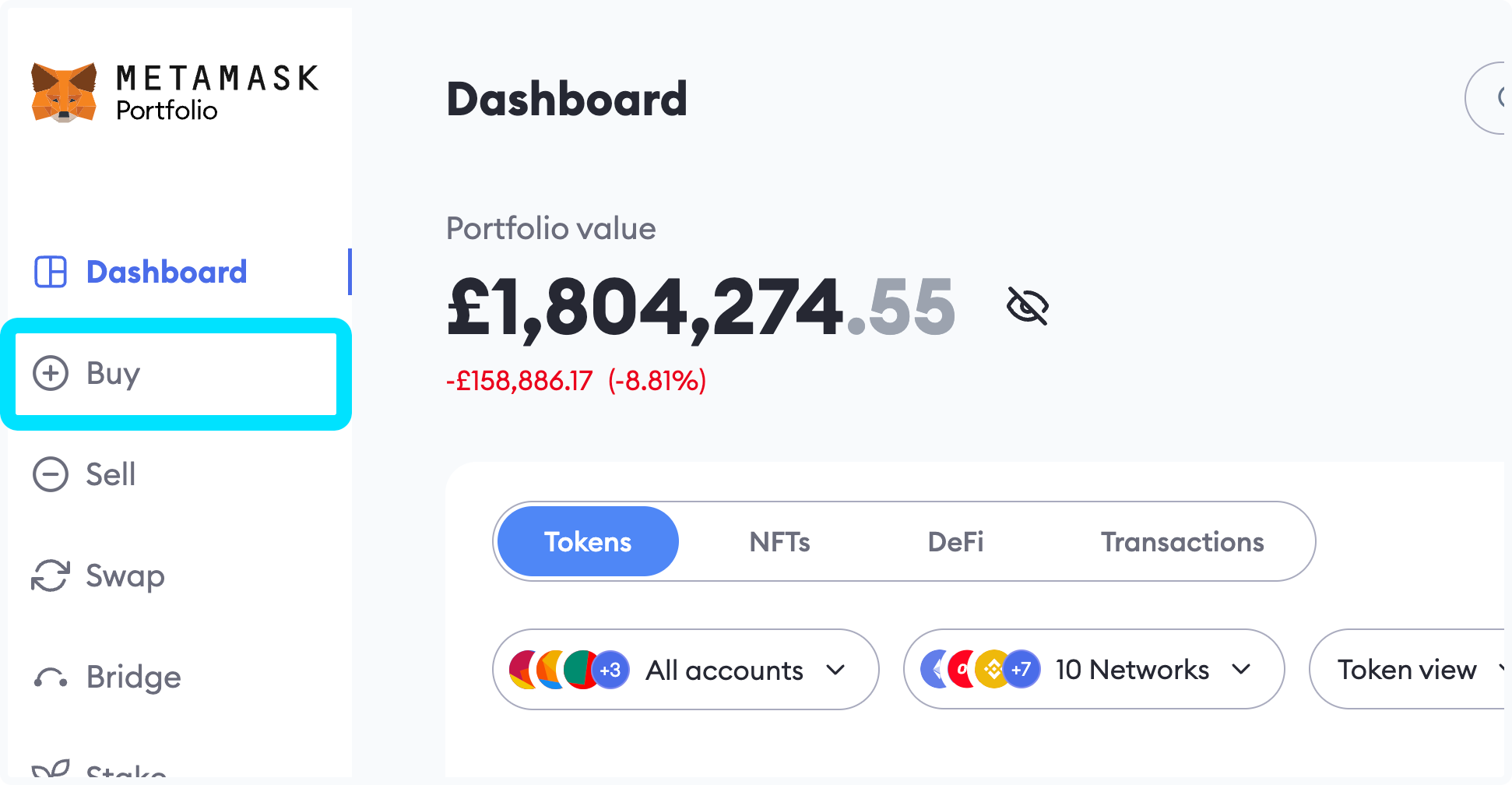 MetaMask Portfolio buy button