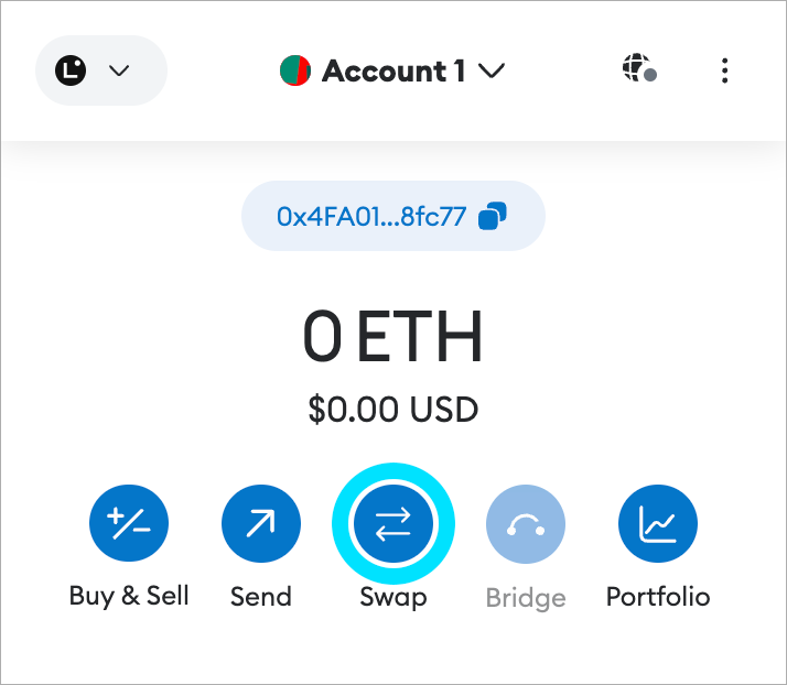 MetaMask Linea swap button