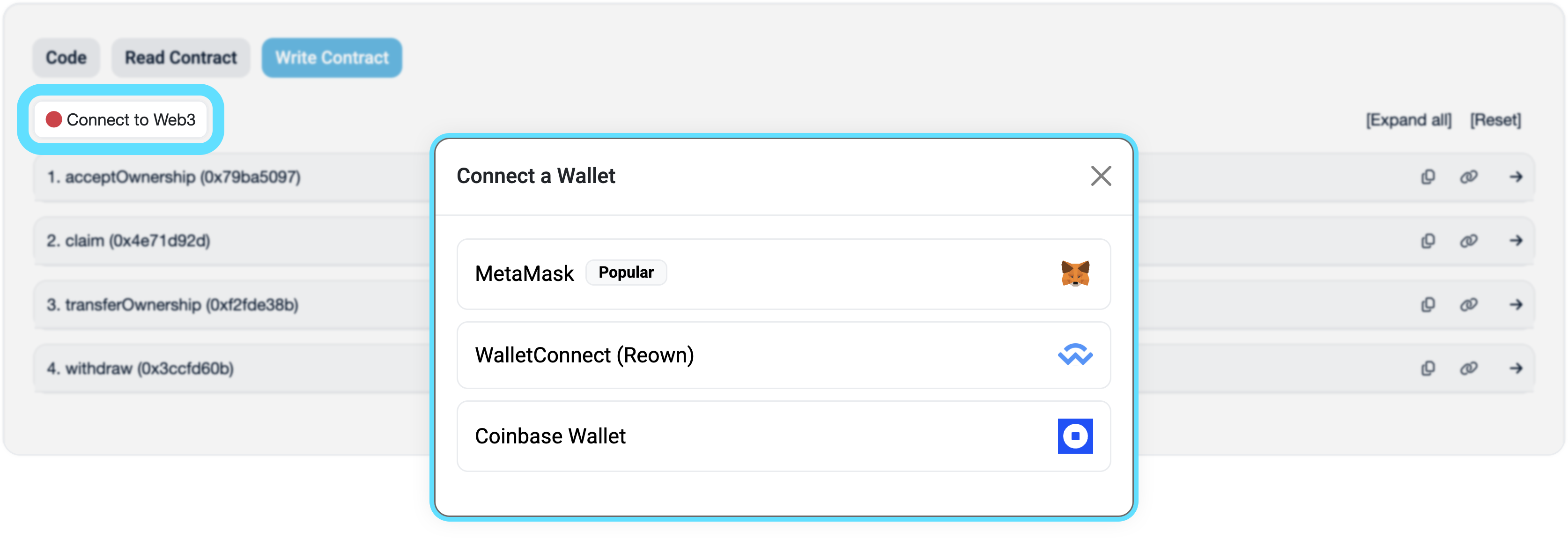 Linea airdrop contract connect a wallet modal